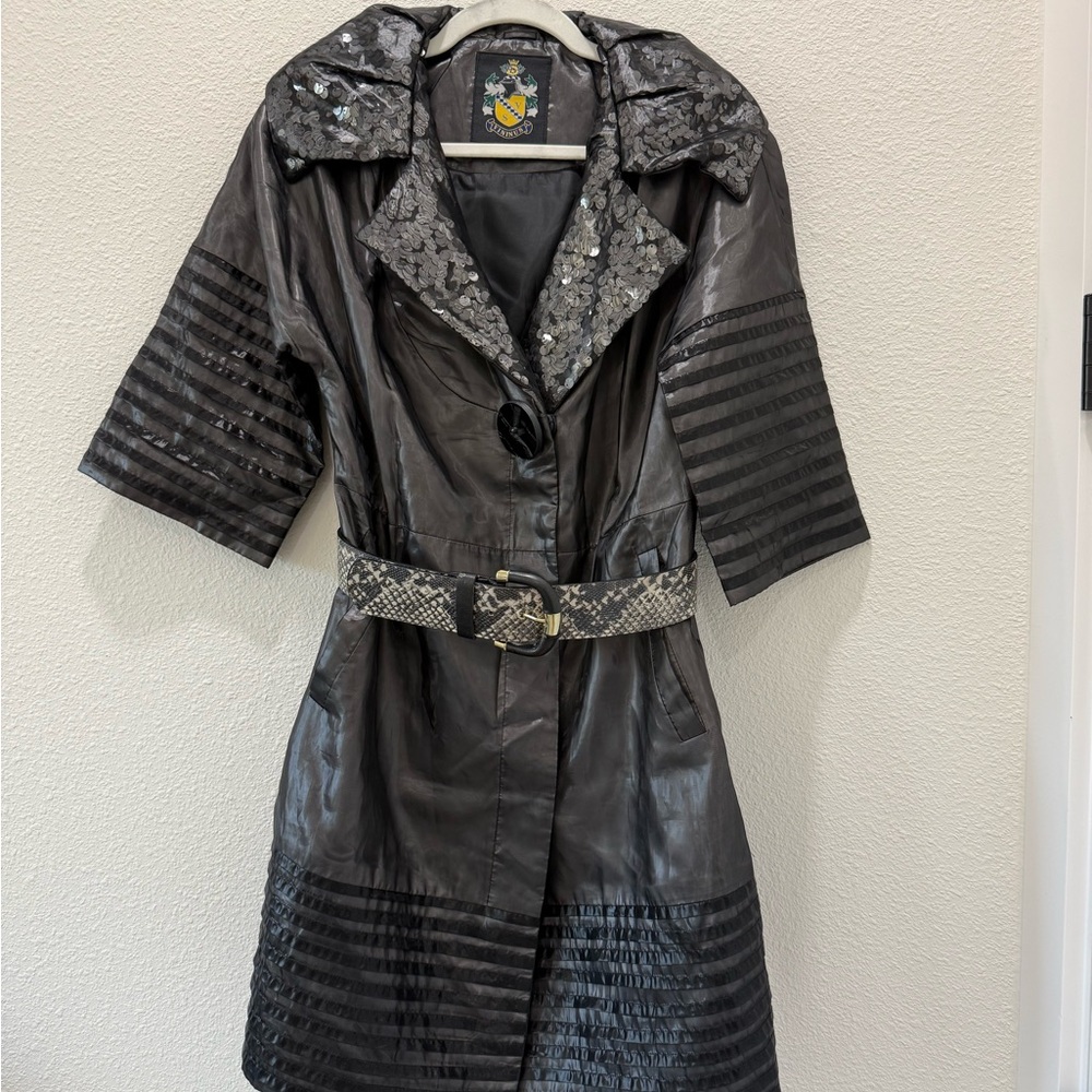 A Classy Chic Boutique Black Sequin Trench Coat